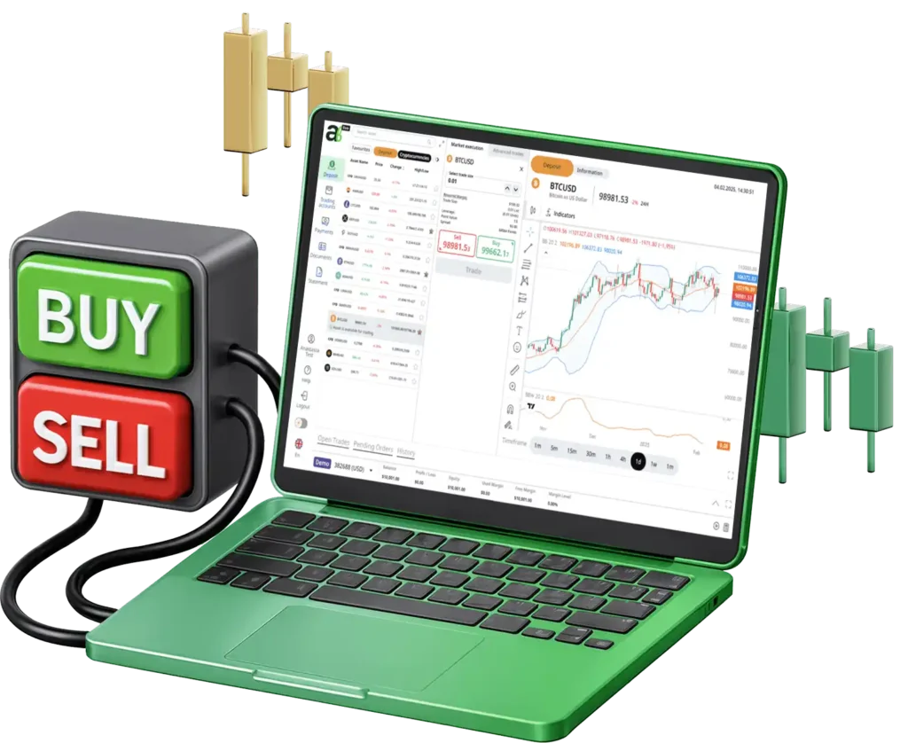 Homepage hero – Algobi trading platform interface